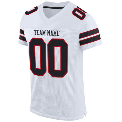 Custom White Black-Red Mesh Authentic Football Jersey - Sky-Custom