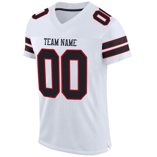 Custom White Black-Red Mesh Authentic Football Jersey - Sky-Custom