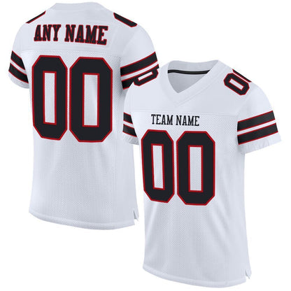 Custom White Black-Red Mesh Authentic Football Jersey - Sky-Custom