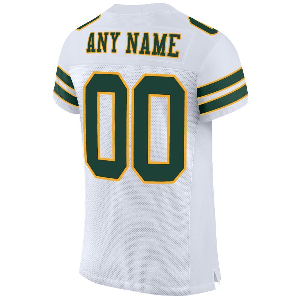 Custom White Green-Gold Mesh Authentic Football Jersey - Sky-Custom