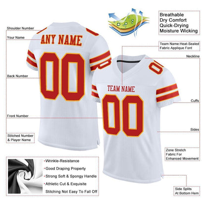 Custom White Scarlet-Gold Mesh Authentic Football Jersey - Sky-Custom