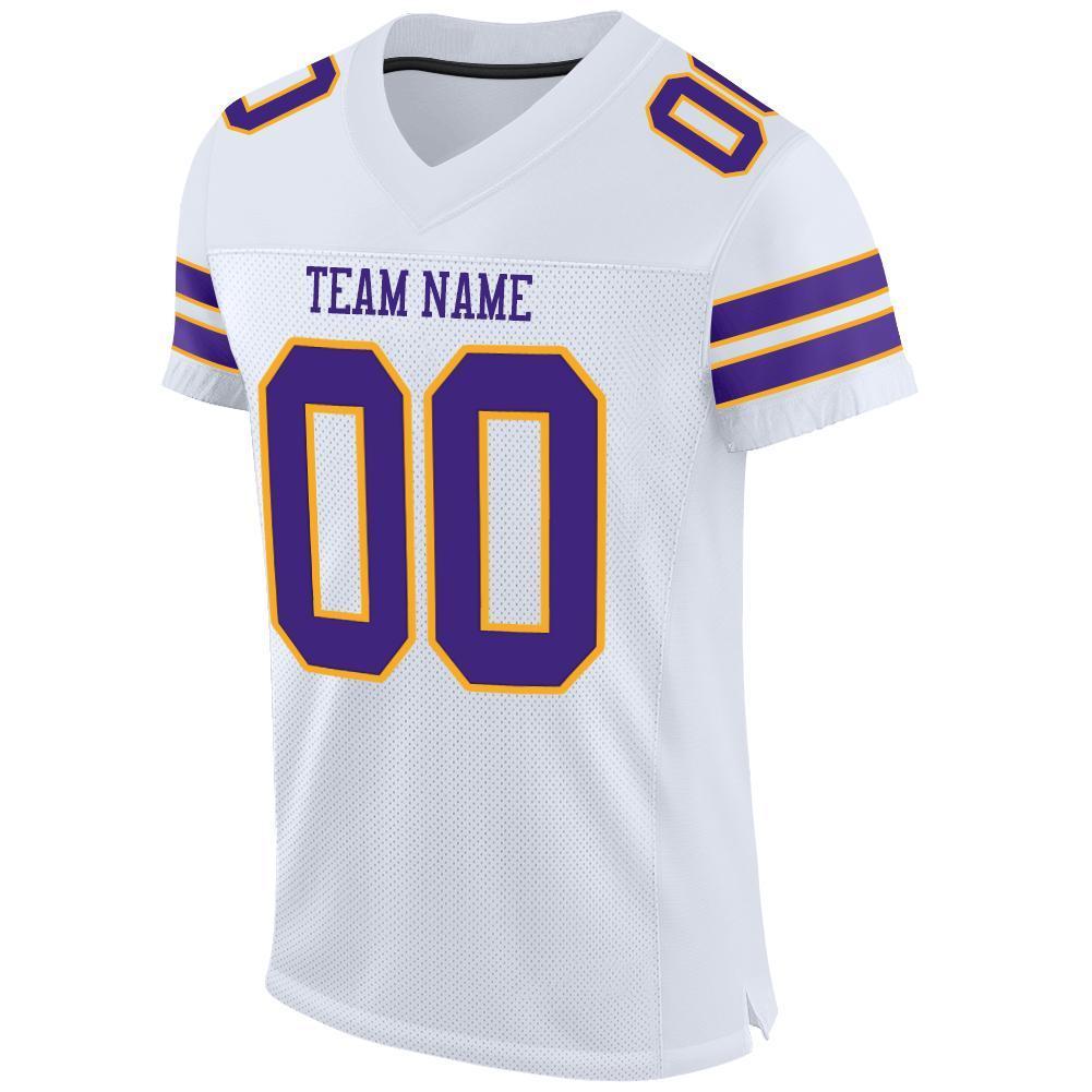 Custom White Purple-Gold Mesh Authentic Football Jersey - Sky-Custom