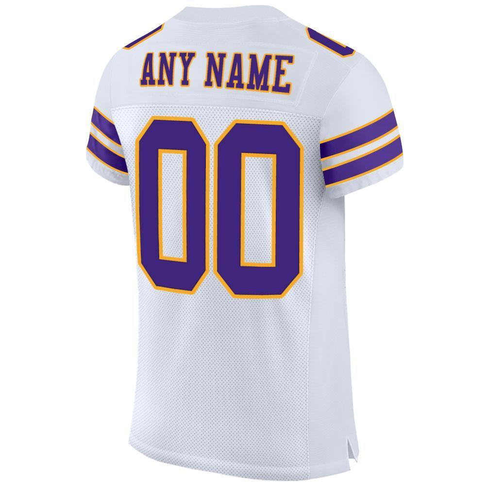 Custom White Purple-Gold Mesh Authentic Football Jersey - Sky-Custom