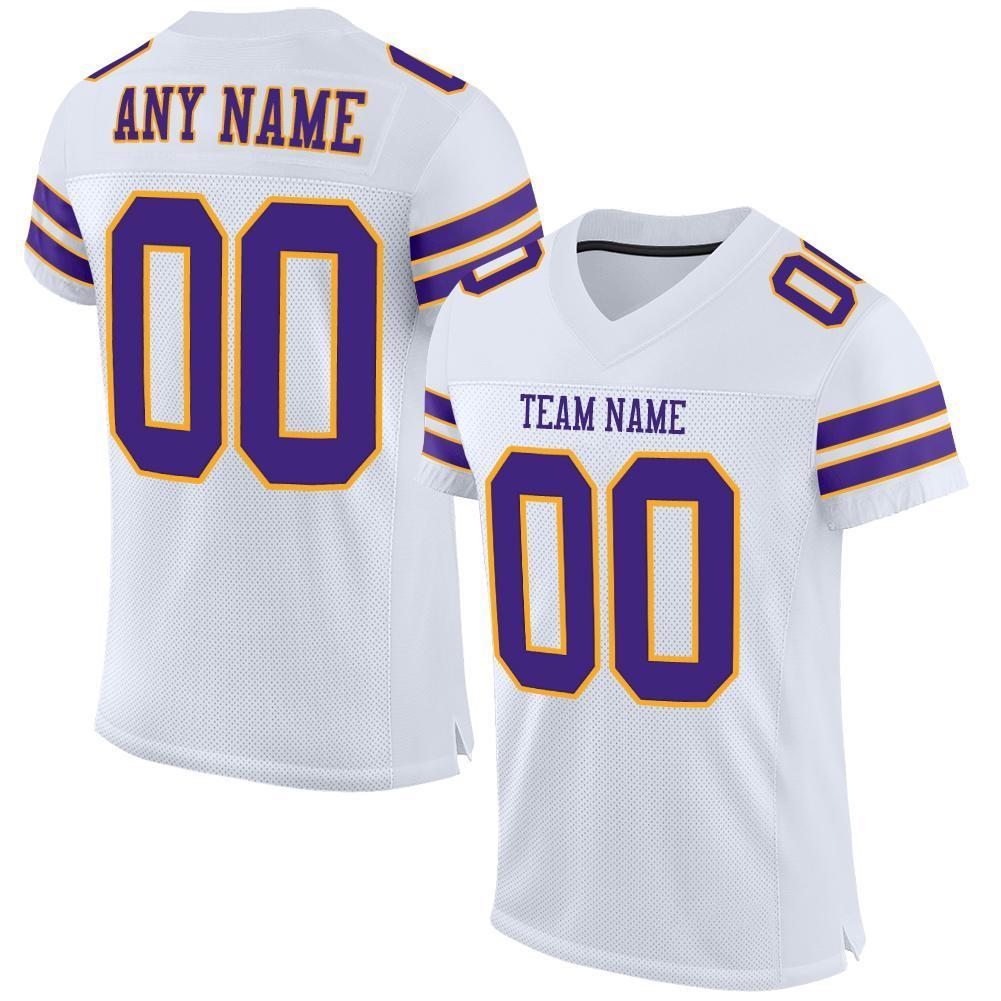 Custom White Purple-Gold Mesh Authentic Football Jersey - Sky-Custom