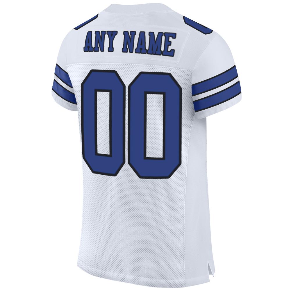Custom White Royal-Black Mesh Authentic Football Jersey - Sky-Custom