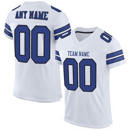 Custom White Royal-Black Mesh Authentic Football Jersey - Sky-Custom