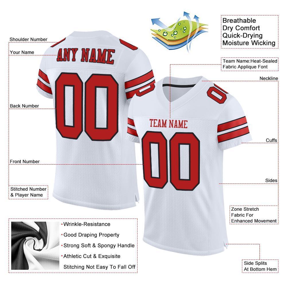 Custom White Scarlet-Black Mesh Authentic Football Jersey - Sky-Custom