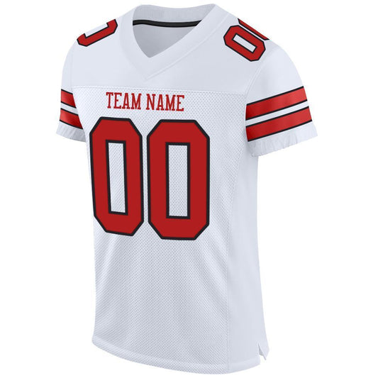 Custom White Scarlet-Black Mesh Authentic Football Jersey - Sky-Custom