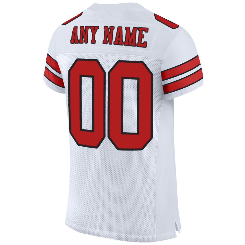 Custom White Scarlet-Black Mesh Authentic Football Jersey - Sky-Custom