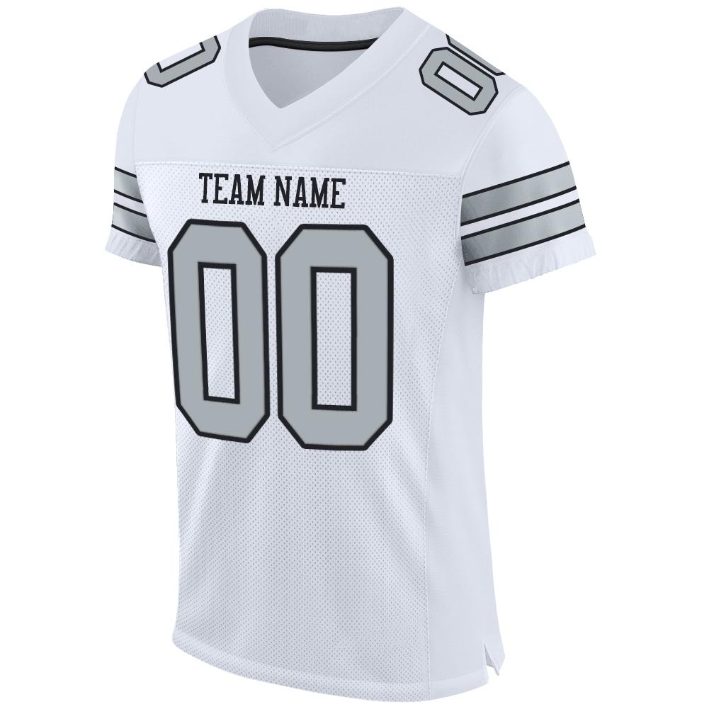 Custom White Silver-Black Mesh Authentic Football Jersey - Sky-Custom