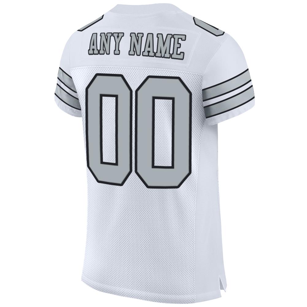 Custom White Silver-Black Mesh Authentic Football Jersey - Sky-Custom