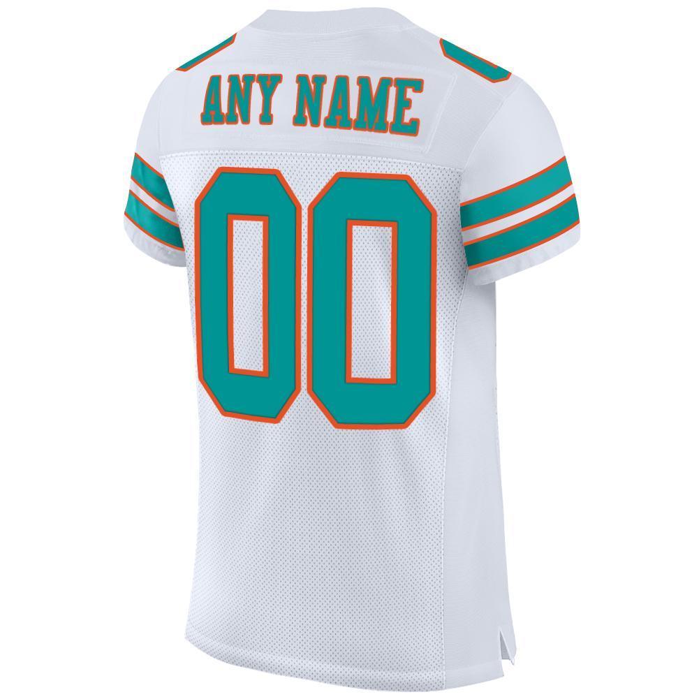 Custom White Aqua-Orange Mesh Authentic Football Jersey - Sky-Custom