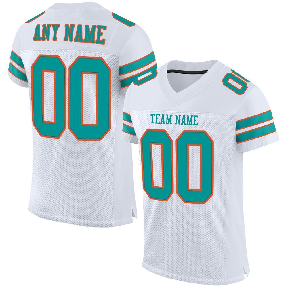 Custom White Aqua-Orange Mesh Authentic Football Jersey - Sky-Custom
