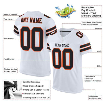 Custom White Black-Orange Mesh Authentic Football Jersey - Sky-Custom