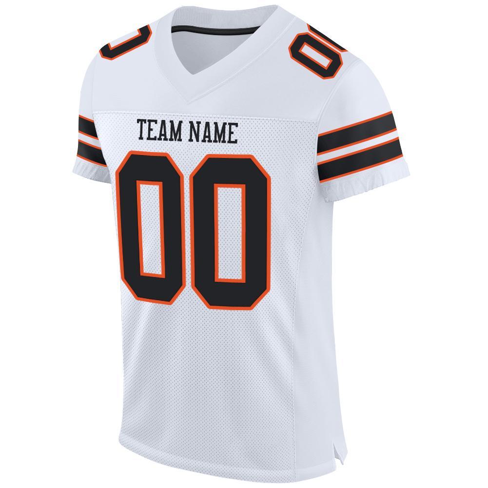 Custom White Black-Orange Mesh Authentic Football Jersey - Sky-Custom