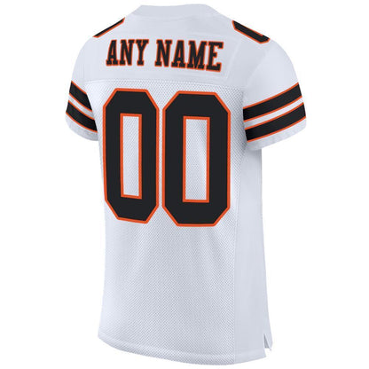 Custom White Black-Orange Mesh Authentic Football Jersey - Sky-Custom