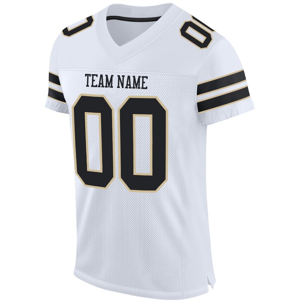 Custom White Black-Vegas Gold Mesh Authentic Football Jersey - Sky-Custom