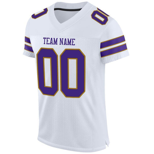 Custom White Purple-Old Gold Mesh Authentic Football Jersey - Sky-Custom