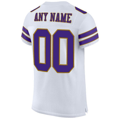 Custom White Purple-Old Gold Mesh Authentic Football Jersey - Sky-Custom