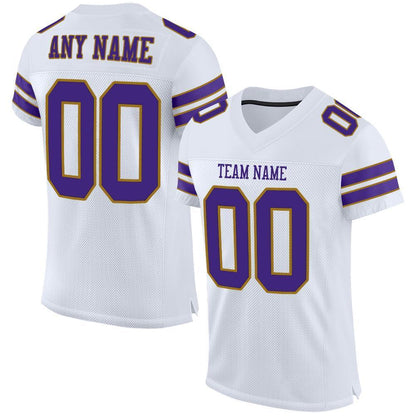 Custom White Purple-Old Gold Mesh Authentic Football Jersey - Sky-Custom