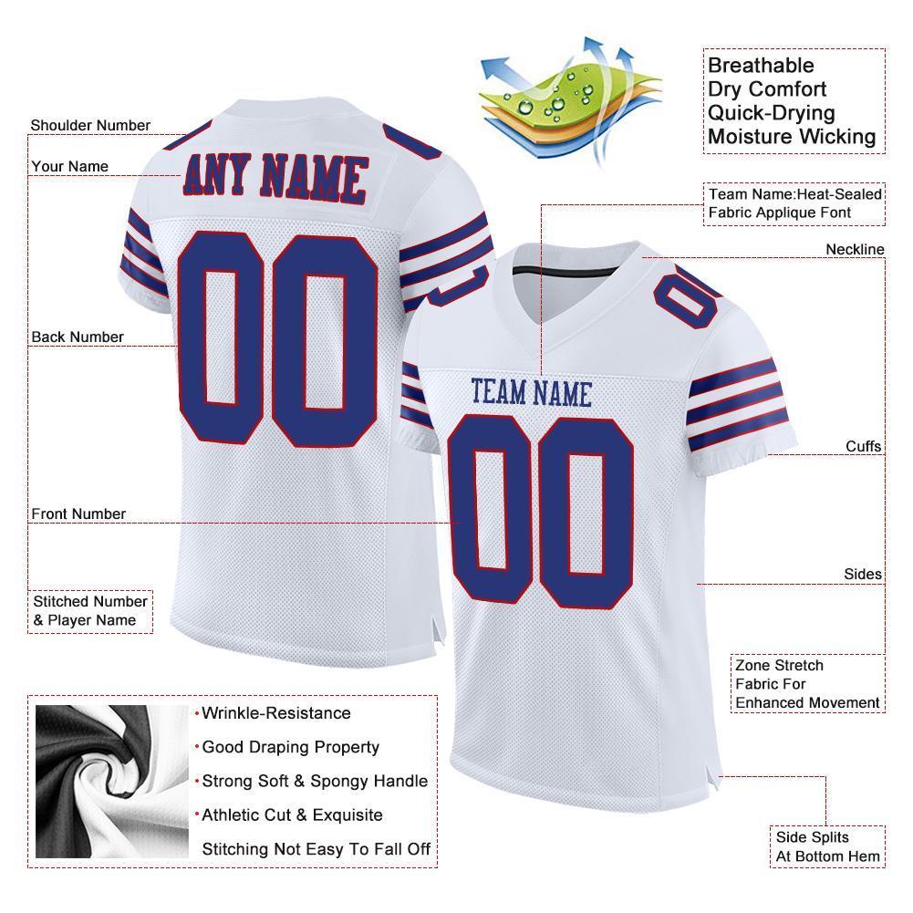 Custom White Royal-Red Mesh Authentic Football Jersey - Sky-Custom