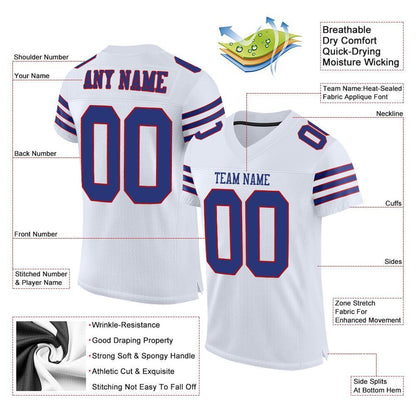 Custom White Royal-Red Mesh Authentic Football Jersey - Sky-Custom