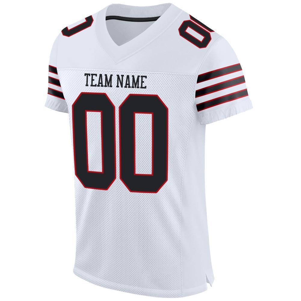 Custom White Black-Red Mesh Authentic Football Jersey - Sky-Custom