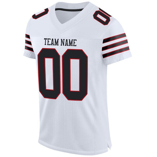 Custom White Black-Red Mesh Authentic Football Jersey - Sky-Custom
