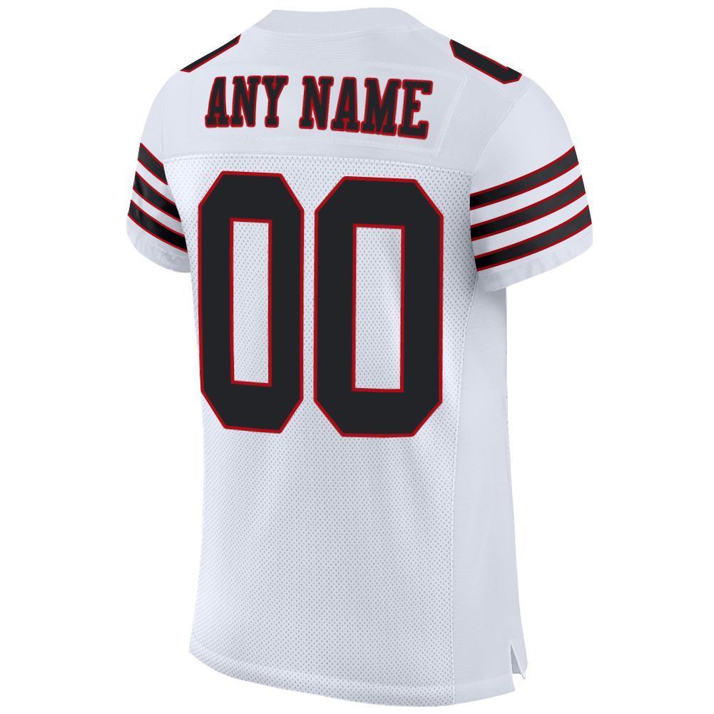 Custom White Black-Red Mesh Authentic Football Jersey - Sky-Custom