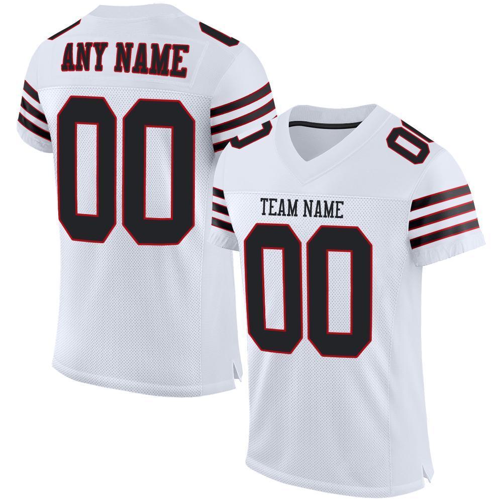 Custom White Black-Red Mesh Authentic Football Jersey - Sky-Custom