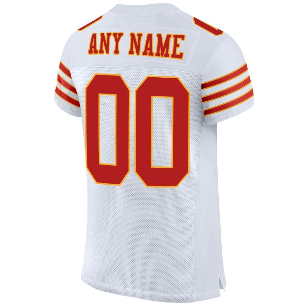 Custom White Scarlet-Gold Mesh Authentic Football Jersey - Sky-Custom