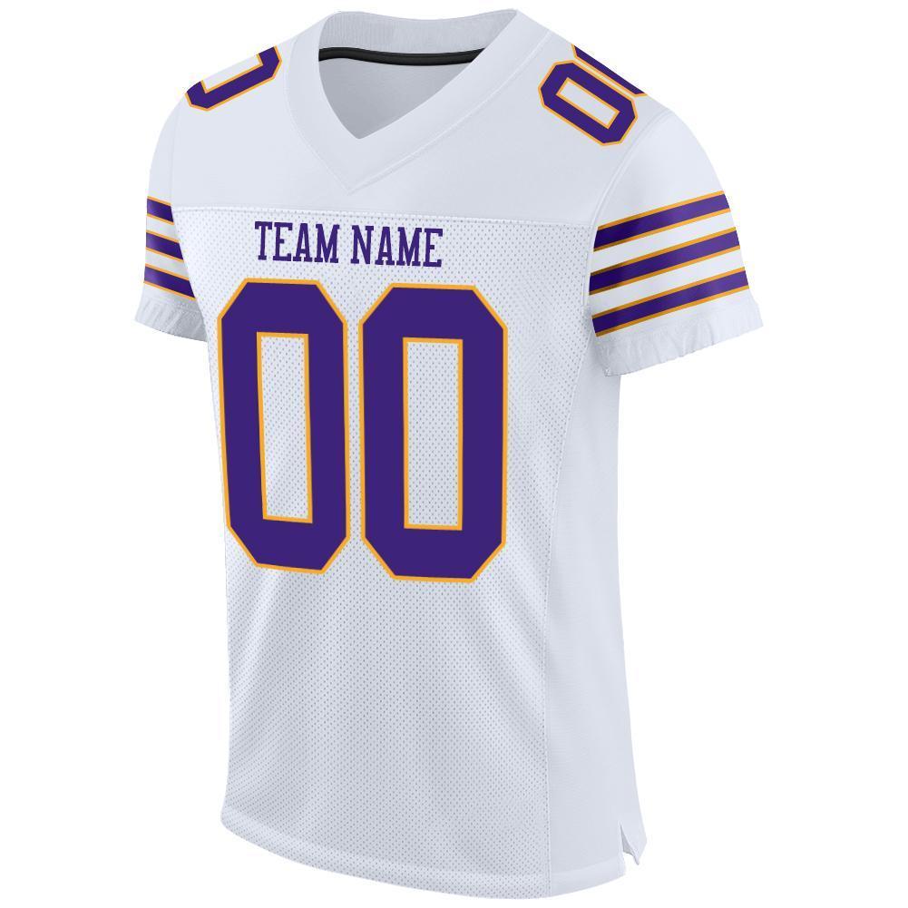 Custom White Purple-Gold Mesh Authentic Football Jersey - Sky-Custom