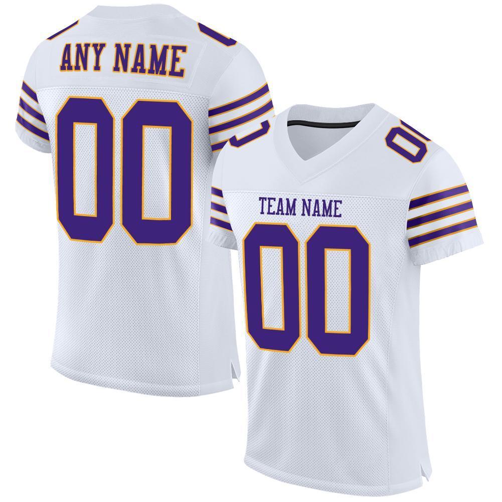 Custom White Purple-Gold Mesh Authentic Football Jersey - Sky-Custom
