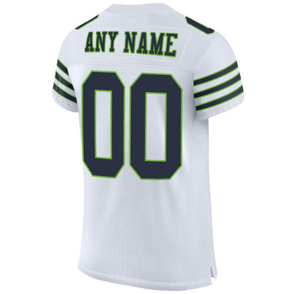 Custom White Navy-Neon Green Mesh Authentic Football Jersey - Sky-Custom