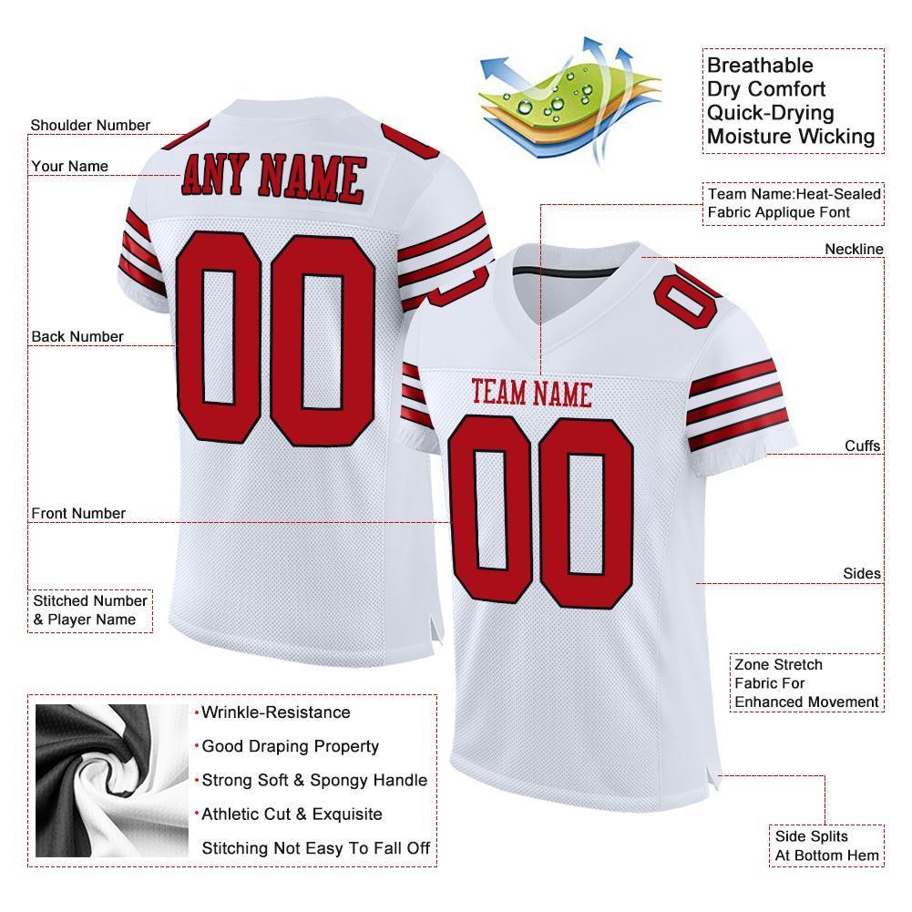 Custom White Red-Black Mesh Authentic Football Jersey - Sky-Custom
