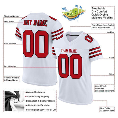 Custom White Red-Black Mesh Authentic Football Jersey - Sky-Custom