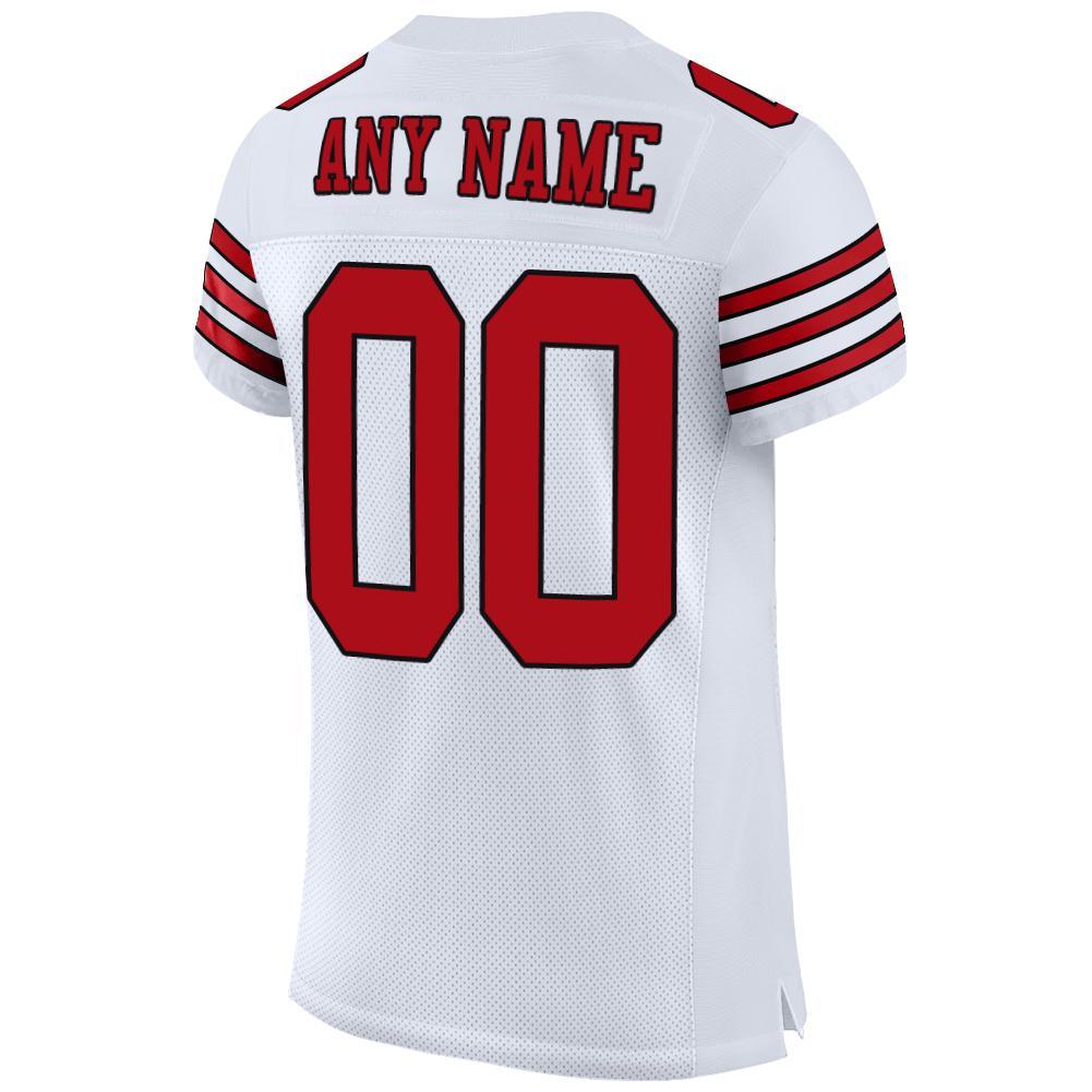 Custom White Red-Black Mesh Authentic Football Jersey - Sky-Custom
