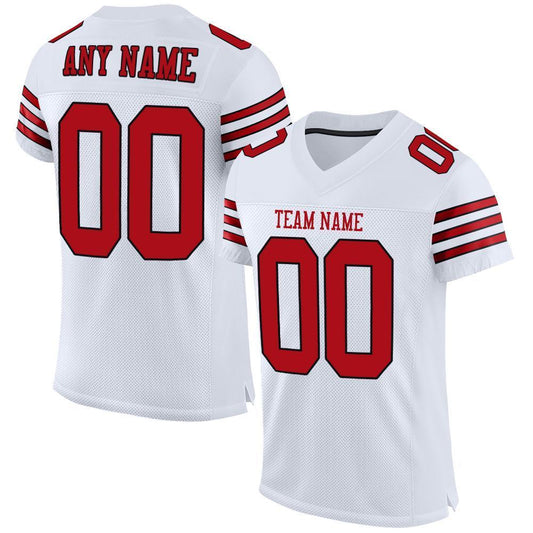 Custom White Red-Black Mesh Authentic Football Jersey - Sky-Custom