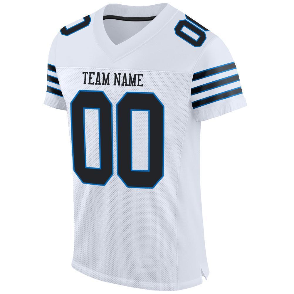 Custom White Black-Panther Blue Mesh Authentic Football Jersey - Sky-Custom