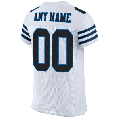 Custom White Black-Panther Blue Mesh Authentic Football Jersey - Sky-Custom