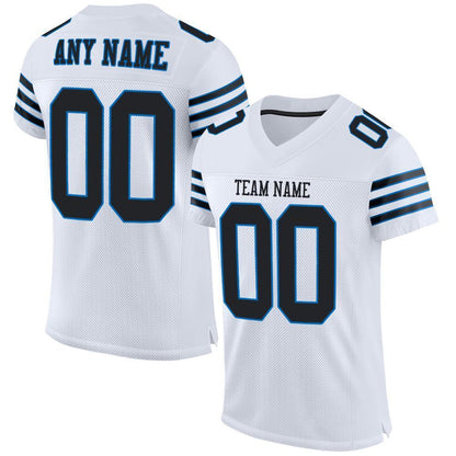 Custom White Black-Panther Blue Mesh Authentic Football Jersey - Sky-Custom