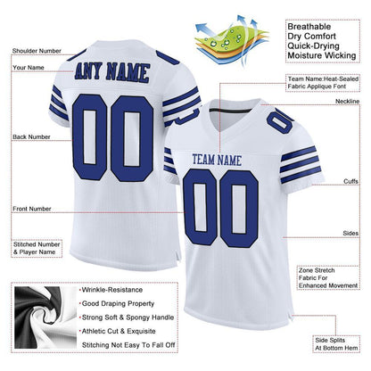 Custom White Royal-Black Mesh Authentic Football Jersey - Sky-Custom