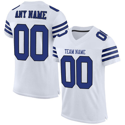 Custom White Royal-Black Mesh Authentic Football Jersey - Sky-Custom