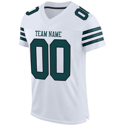 Custom White Midnight Green-Black Mesh Authentic Football Jersey - Sky-Custom