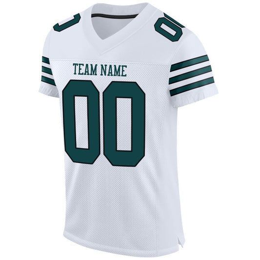 Custom White Midnight Green-Black Mesh Authentic Football Jersey - Sky-Custom