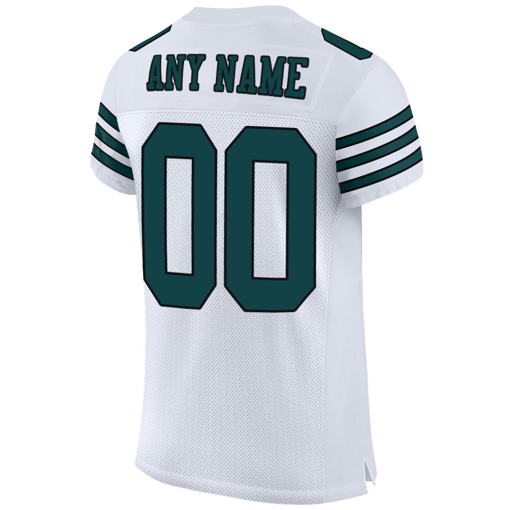 Custom White Midnight Green-Black Mesh Authentic Football Jersey - Sky-Custom
