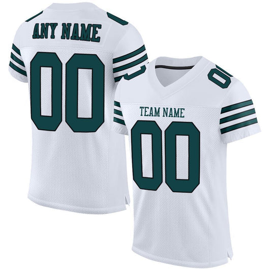 Custom White Midnight Green-Black Mesh Authentic Football Jersey - Sky-Custom