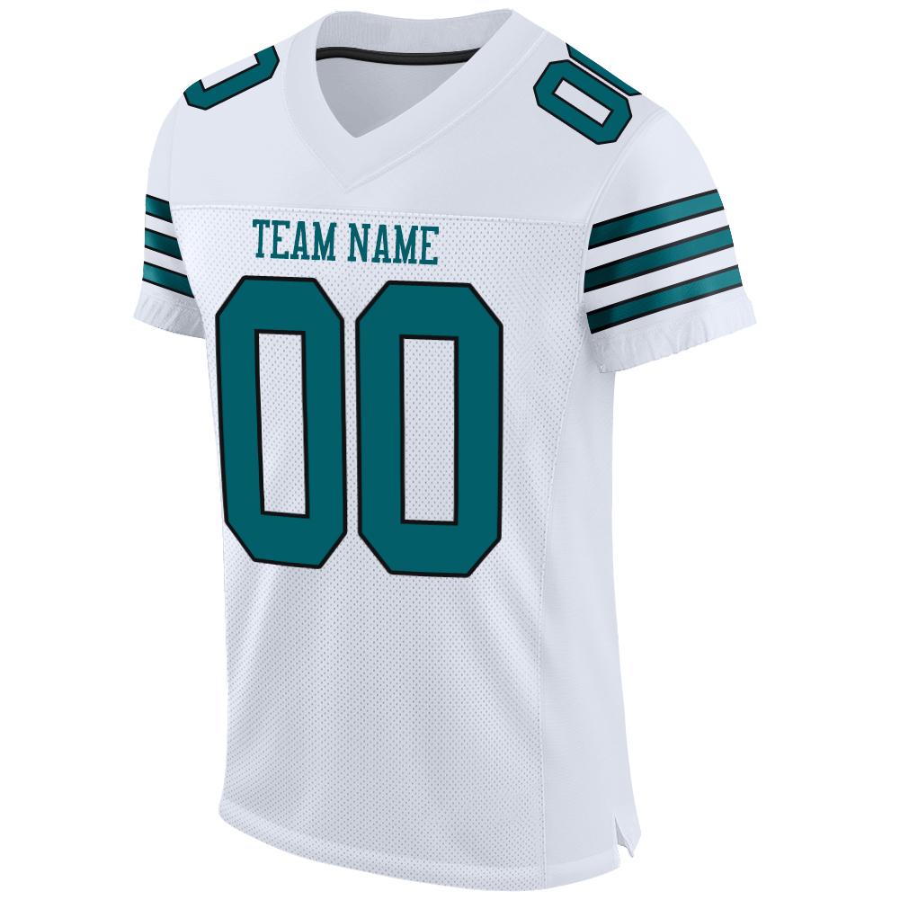 Custom White Teal-Black Mesh Authentic Football Jersey - Sky-Custom