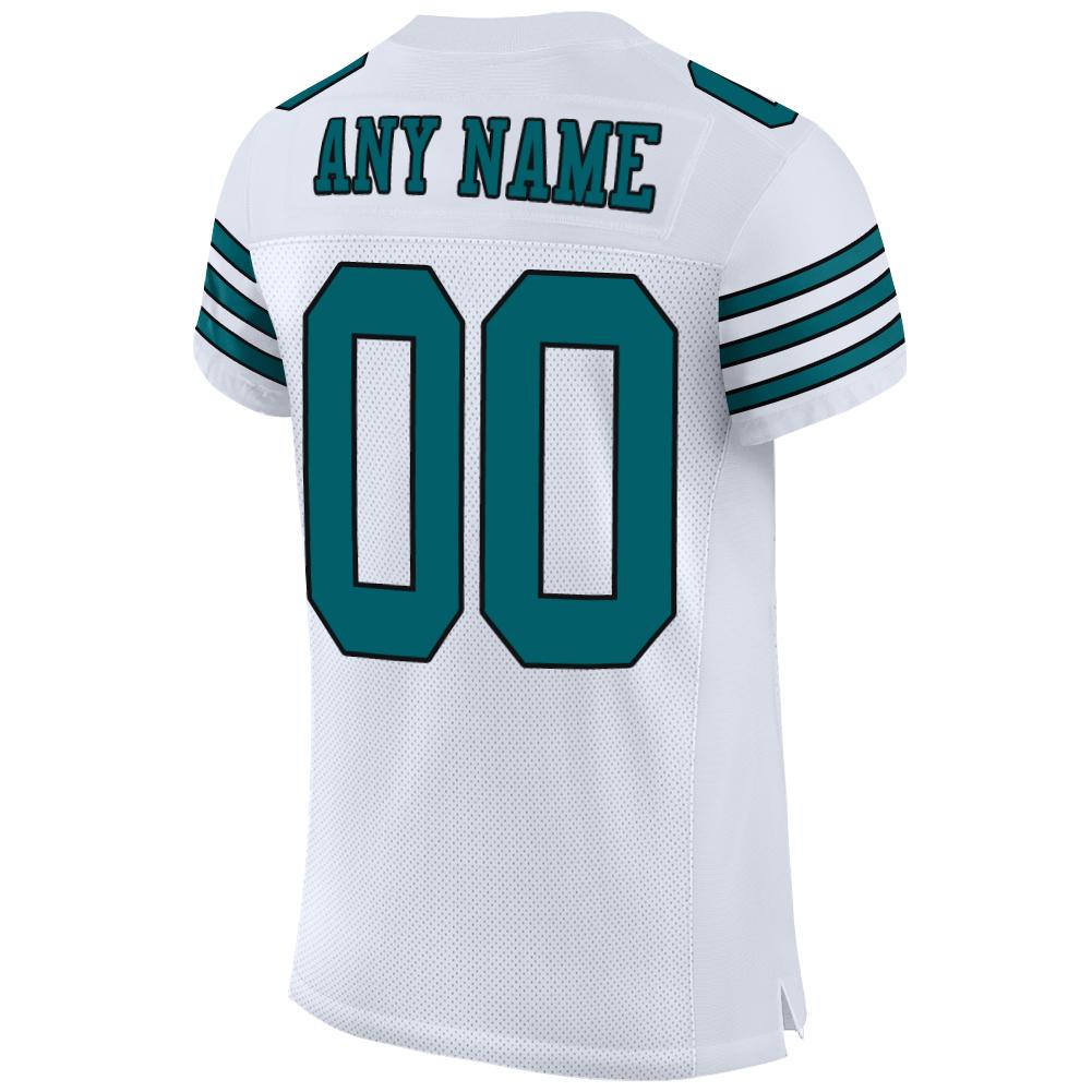 Custom White Teal-Black Mesh Authentic Football Jersey - Sky-Custom