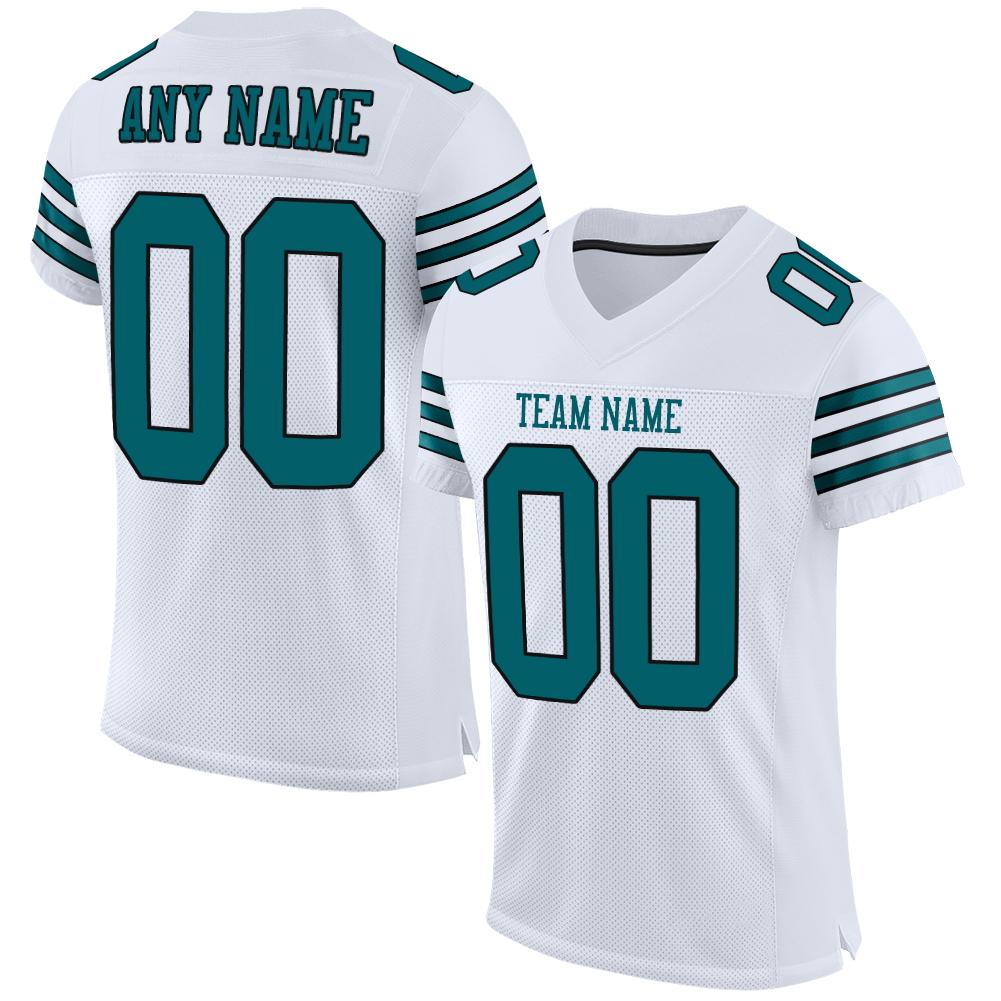 Custom White Teal-Black Mesh Authentic Football Jersey - Sky-Custom